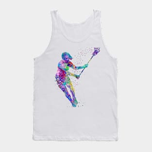 Graceful Girl Lacrosse Player Watercolor Silhouette Tank Top